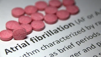 Xarelto: Atrial fibrillation: red pills on printout about atrial fibrillation-638314746