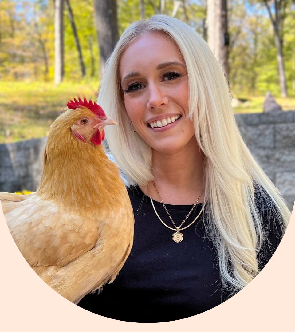 Donna Spinella is pictured with her pet chicken Trisha.