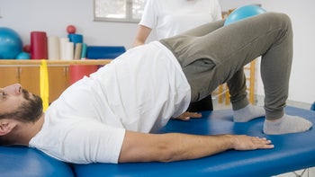 Movement and exercise: man doing bridge exercise 1351865435