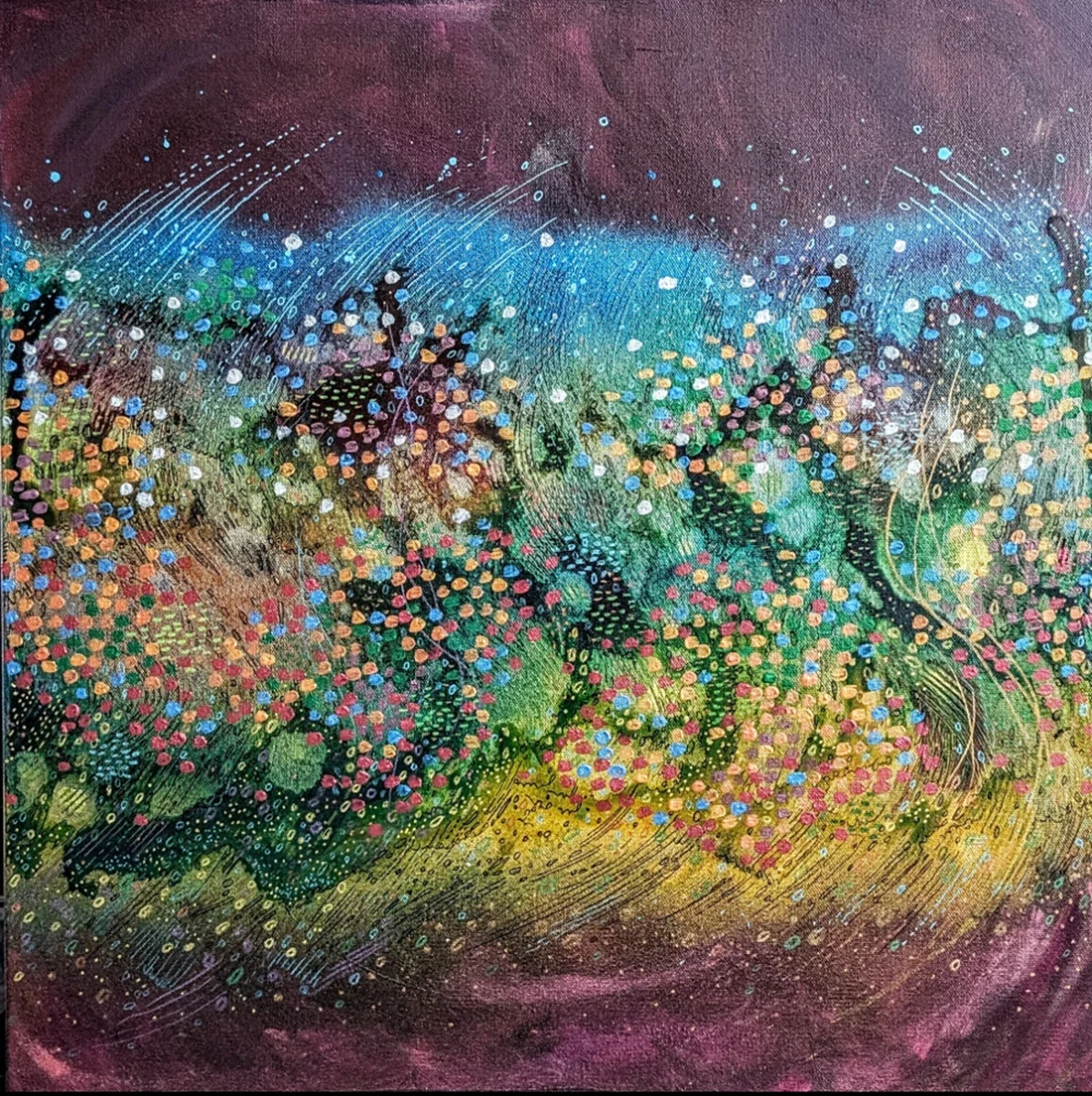 Priya Rama’s migraine aura art is pictured.