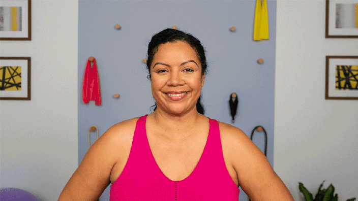 Woman demonstrating side to side turn neck exercise