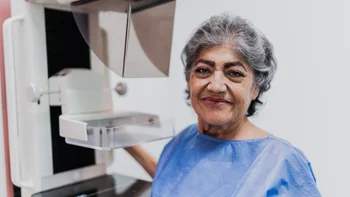 Breast cancer: woman at mammogram exam 1865003741