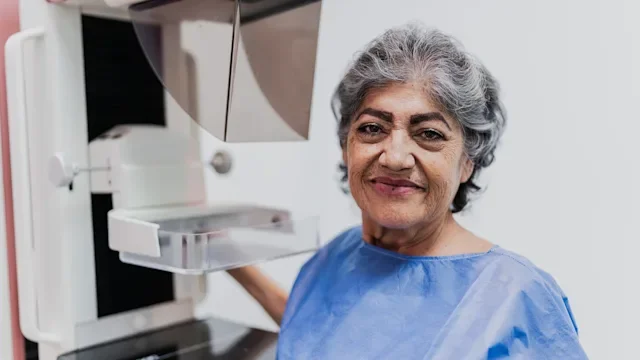 Breast cancer: woman at mammogram exam 1865003741