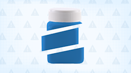 Light-blue background with halftone and warning sign patterned layered. In the middle, there is a blue allergy bottle cut into thirds.
GoodRx Health