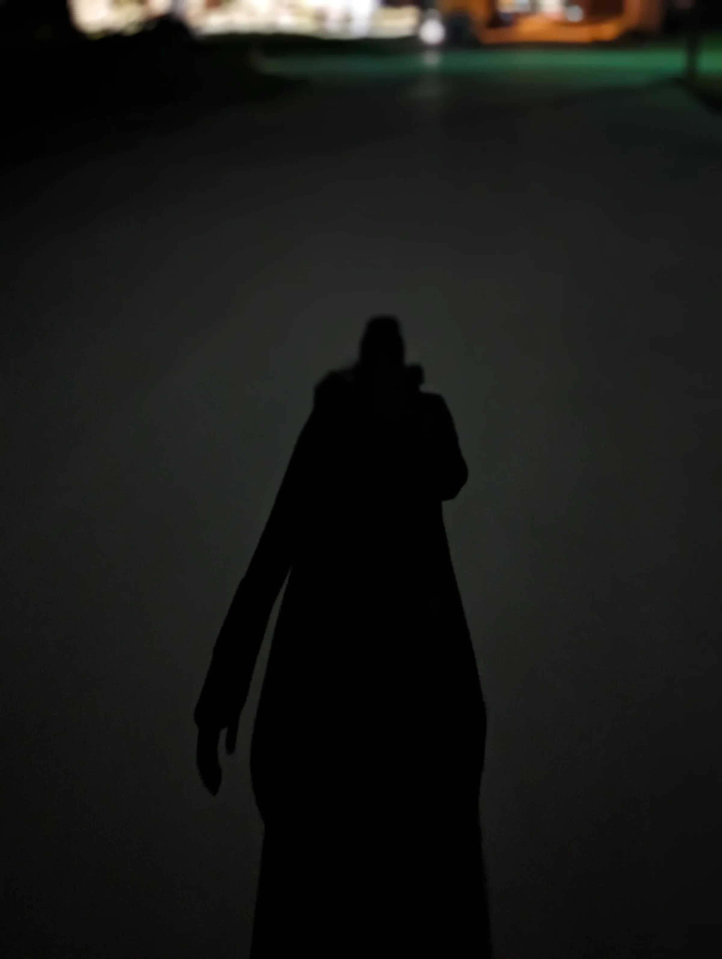 Kristina Goetz is pictured in the shadow of a street light, walking outside late at night to reach her goal.