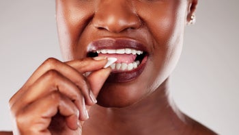 Diet-nutrition: closeup gum in mouth 2156306646