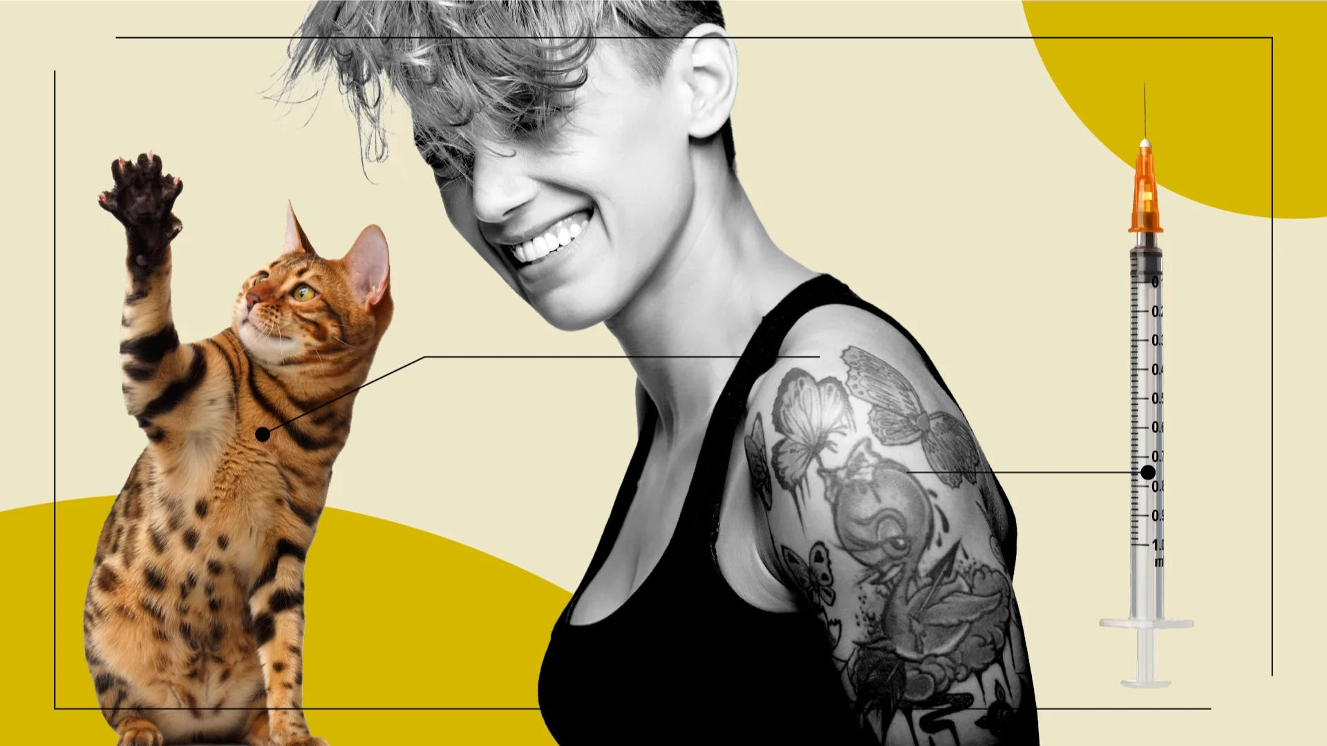 Graphic with a woman with a tattoo on her arm