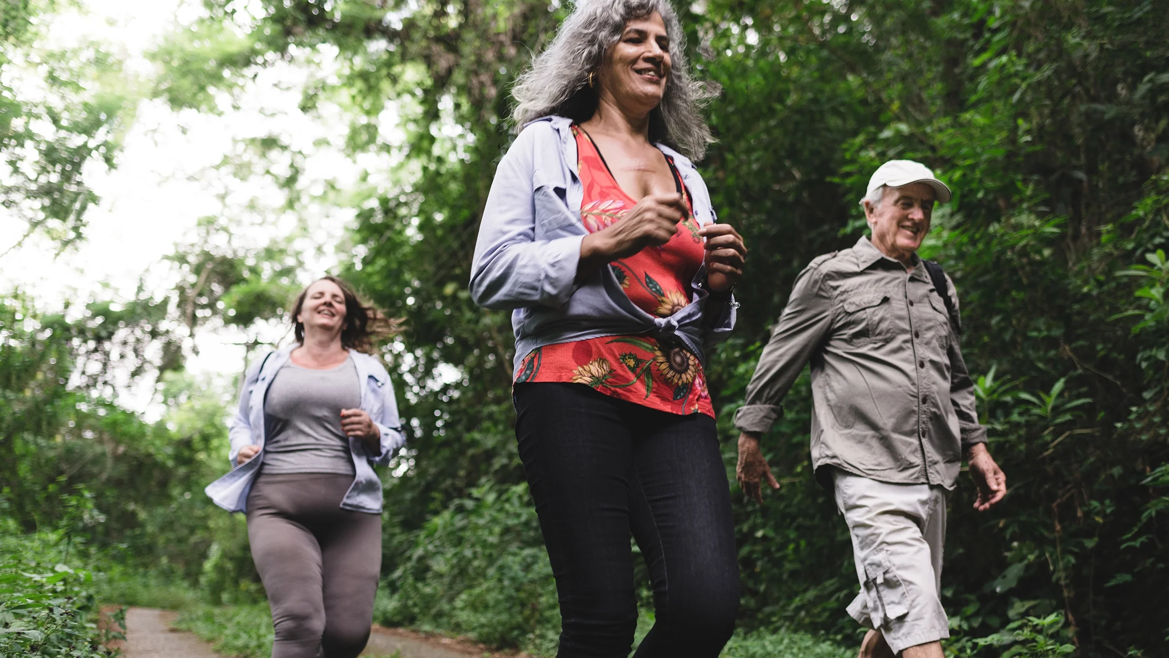 Group going for a walk outdoors.