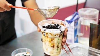 Health: Diet and nutrition: closeup boba milk tea drink 1134178887