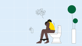 Urinary tract infection: woman-bathroom-still