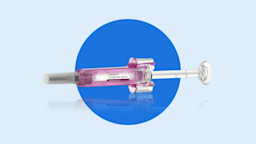The medication Xolair is shown against a blue background.
Courtesy of Novartis and Genentech