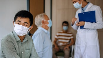 Mens health: men in waiting room 1340030340