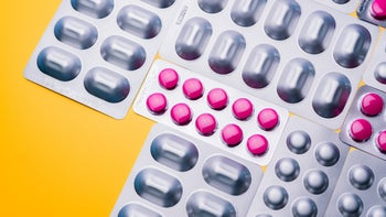 Health: diphenhydramine: various allergy pills yellow background-1308553245