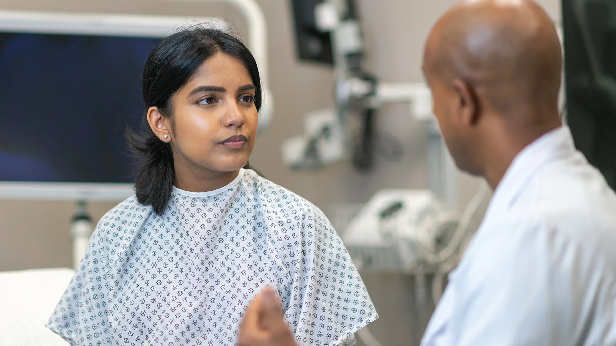 A patient consults with a doctor.