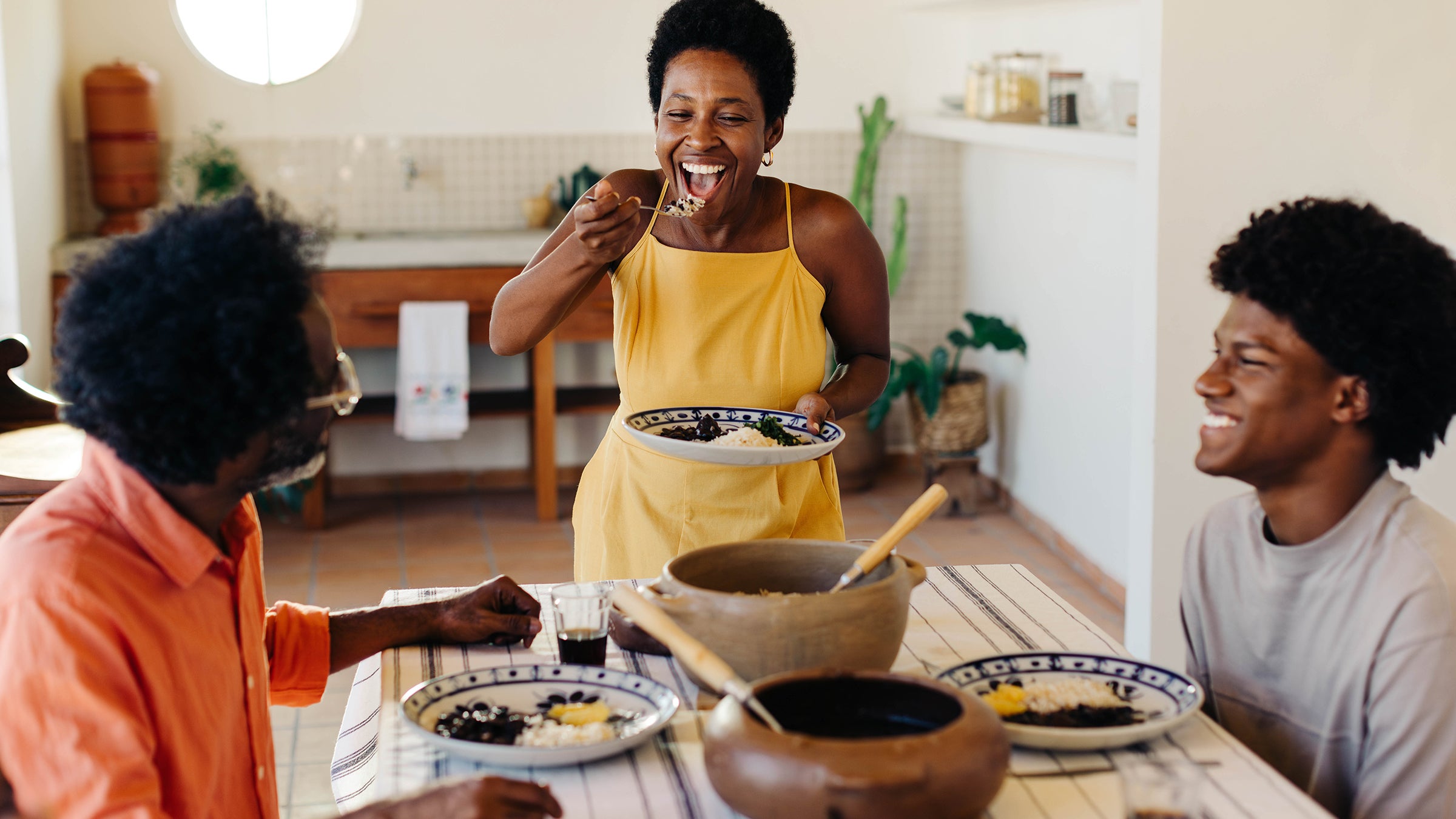 Weight-loss: family eating black beans 2211577658