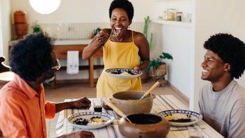 Weight-loss: family eating black beans 2211577658