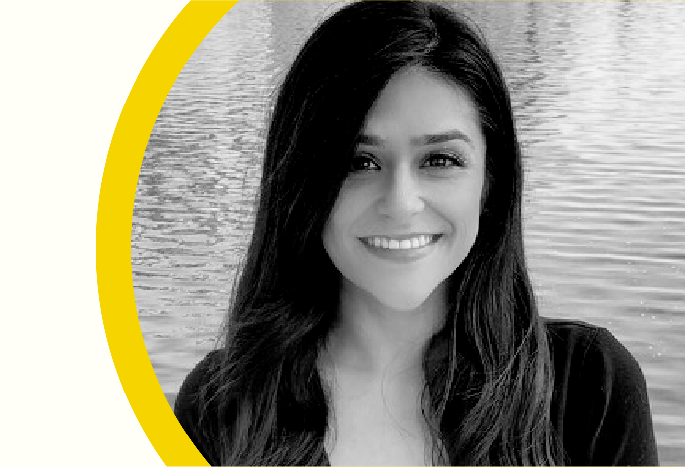 Black and white photo of Aimee Perez