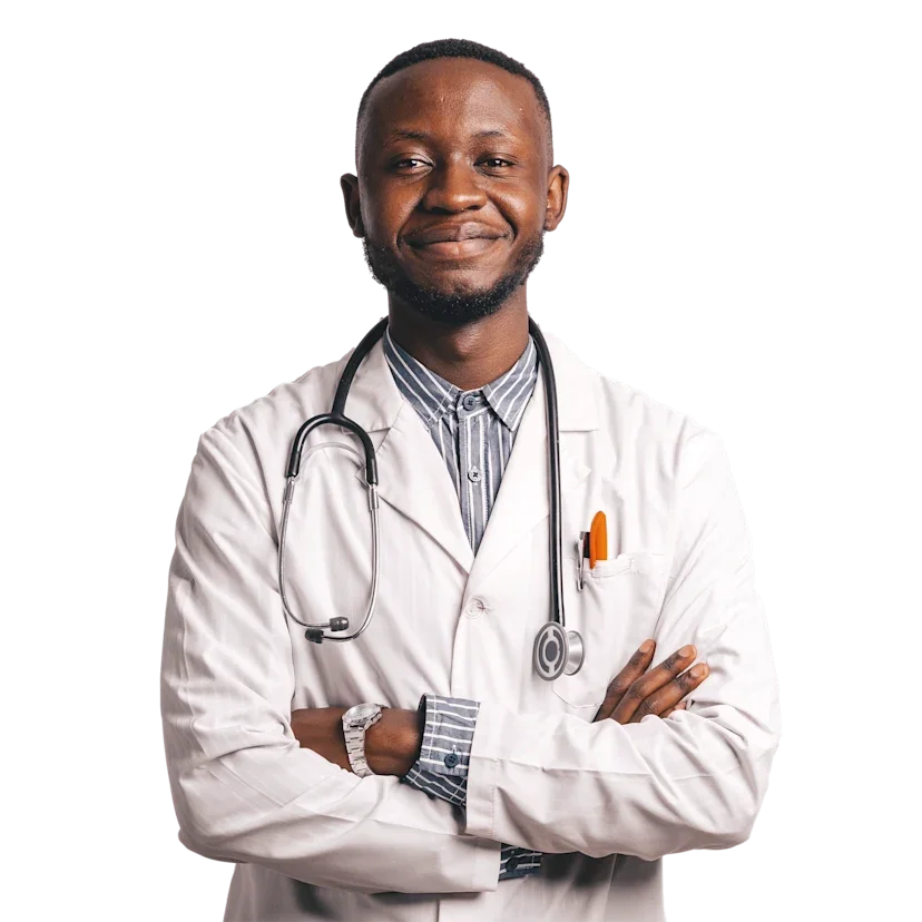 The image representing smiling and confident doctor
