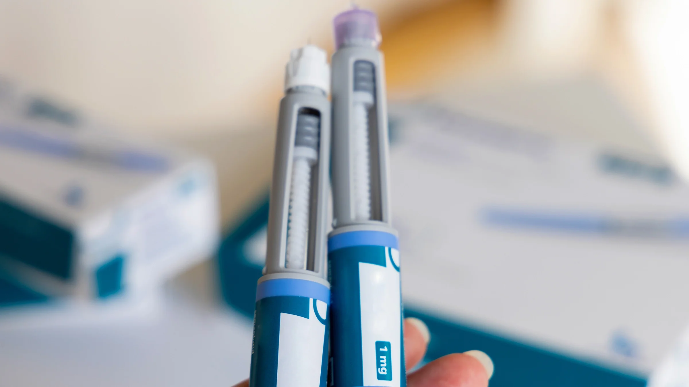 Close-up semaglutide injections.