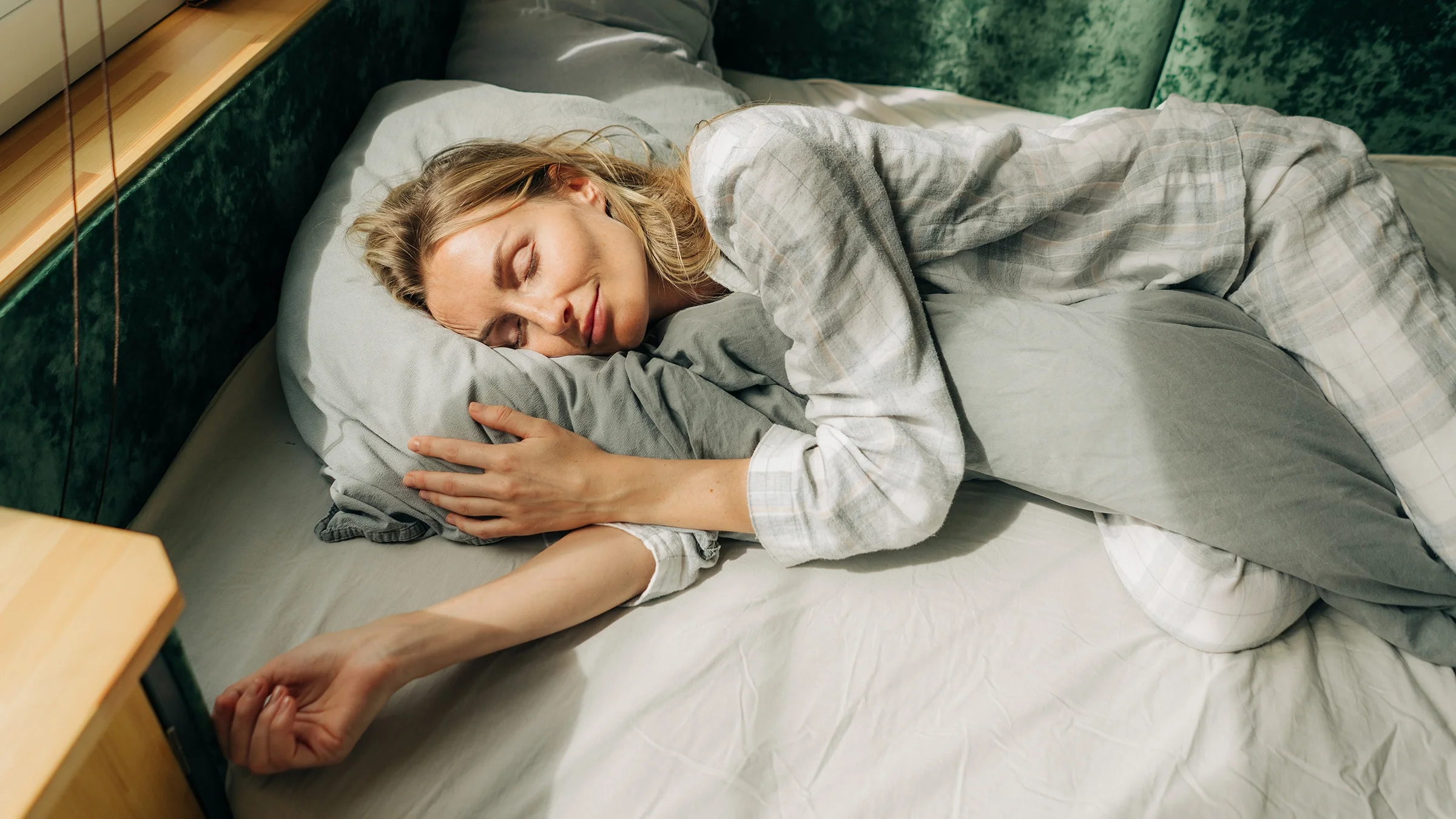 A woman enjoys a relaxing sleep.