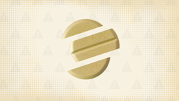 A graphic about Dilaudid side effects shows a pill cut into thirds against a background with a warning-sign pattern. 
GoodRx Health