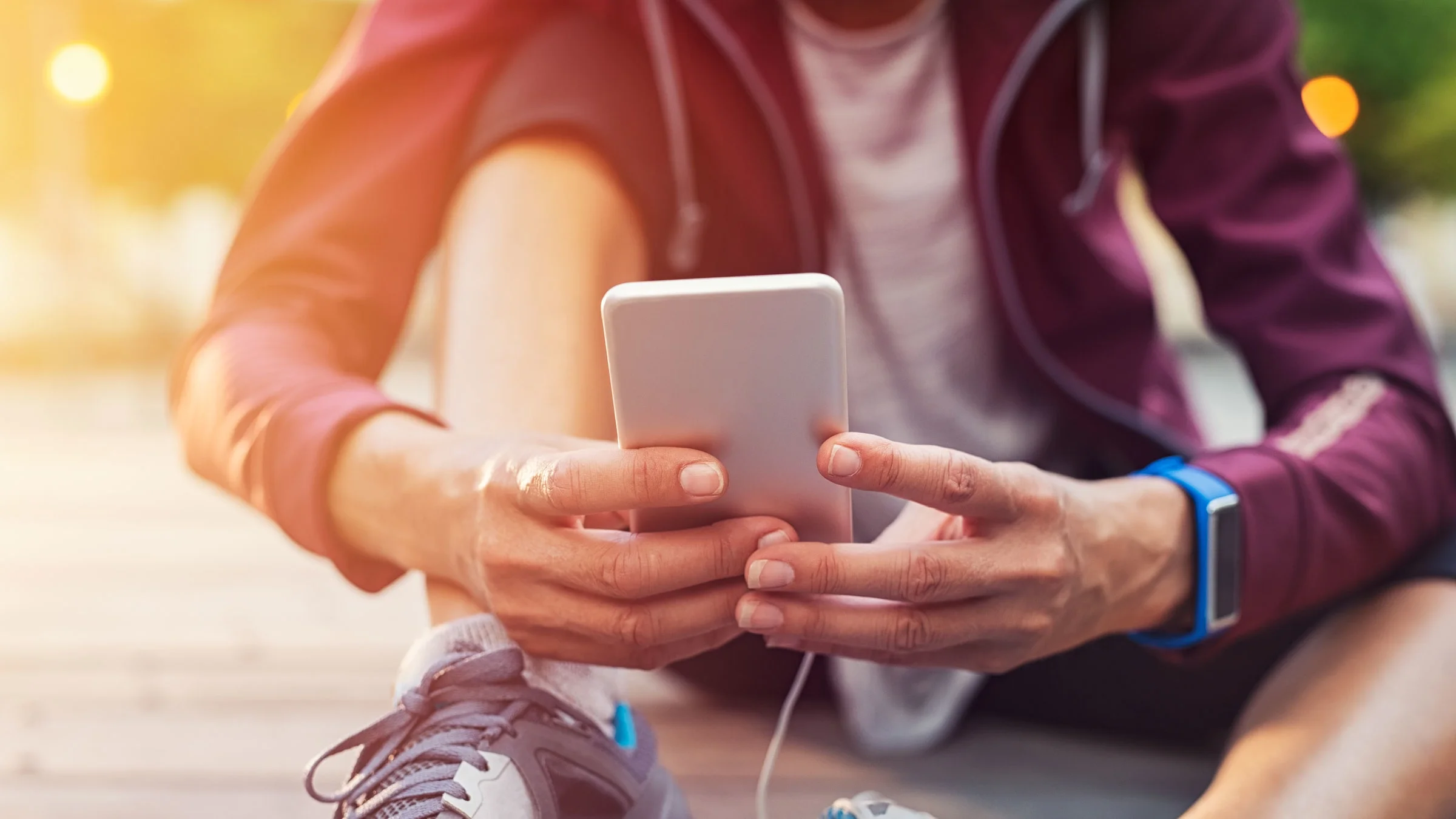 Close-up of person on mobile phone.