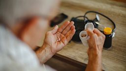 Over the shoulder shot of an elderly man holding his medications in his hand.
Dejan Marjanovic/iStock via Getty Images
