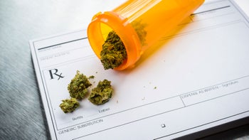 Health: Cannabinoids: close up medical marijuana prescription-467231710
