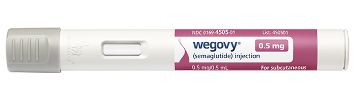 Official pink-label Wegovy pen product shot.