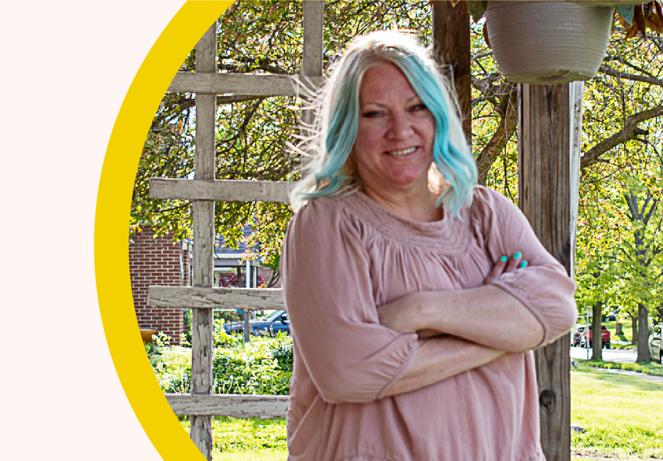 Jennie Koeper is pictured standing on her porch.