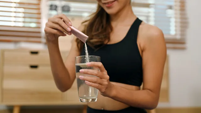 Supplements-herbs: closeup collagen supplment in water 1464372426