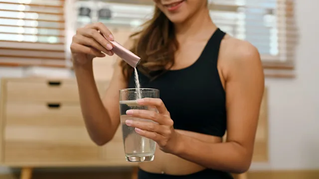 Supplements-herbs: closeup collagen supplment in water 1464372426