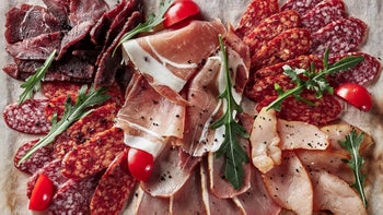 Diet and nutrition: charcuterie board with cured meats 1325350546