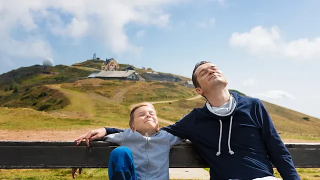 Children's health: mindful father son outdoors 1034217120