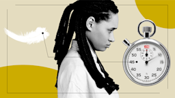 A young woman with anxiety in the middle with diagram lines pointing to items representing her feelings on medication, such as a feather and a stopwatch.
GoodRx Health
