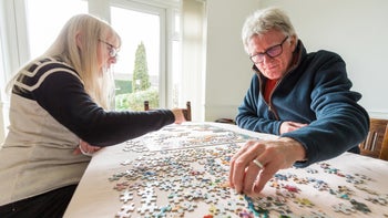 senior couple doing puzzles 1295780712