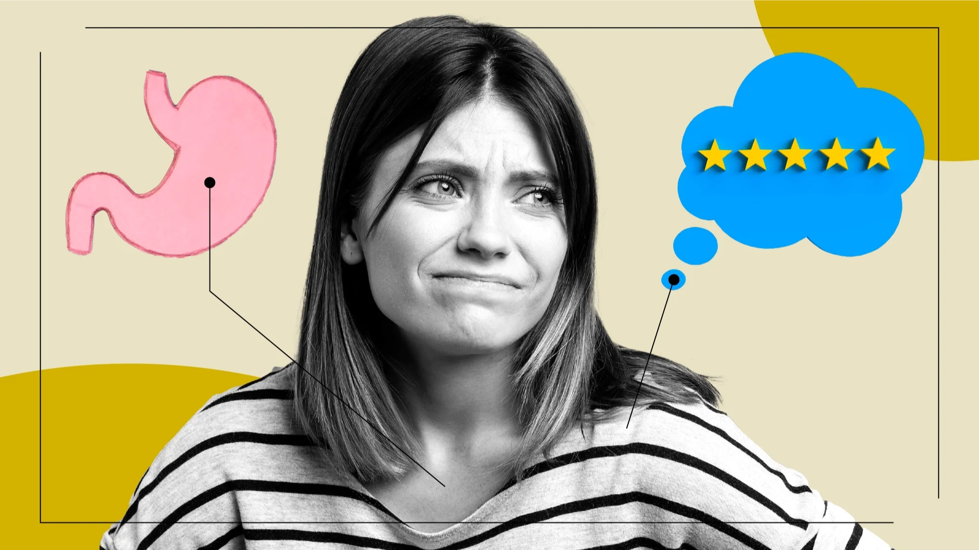 This photo illustration shows a woman feeling nauseous. 