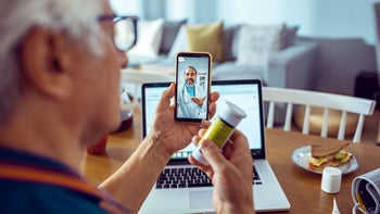 Health: Pregabalin: senior man virtual doctor appointment 1279077942
