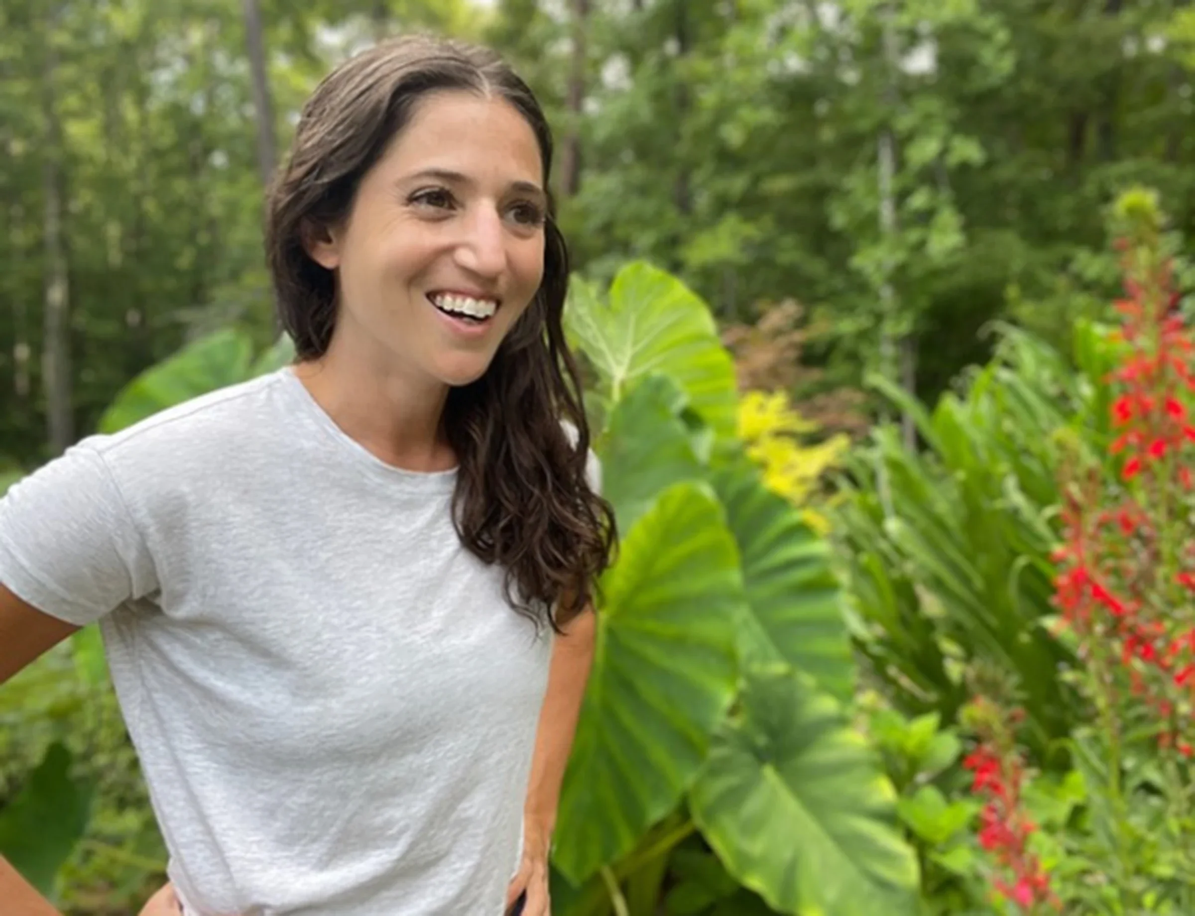 Samantha Salvaggio is pictured in a garden.