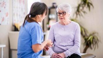 Health: Diabetes: sad woman at doctor 1150732840