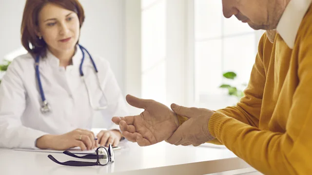 Health: Arthritis: senior man wrist pain 1321086091