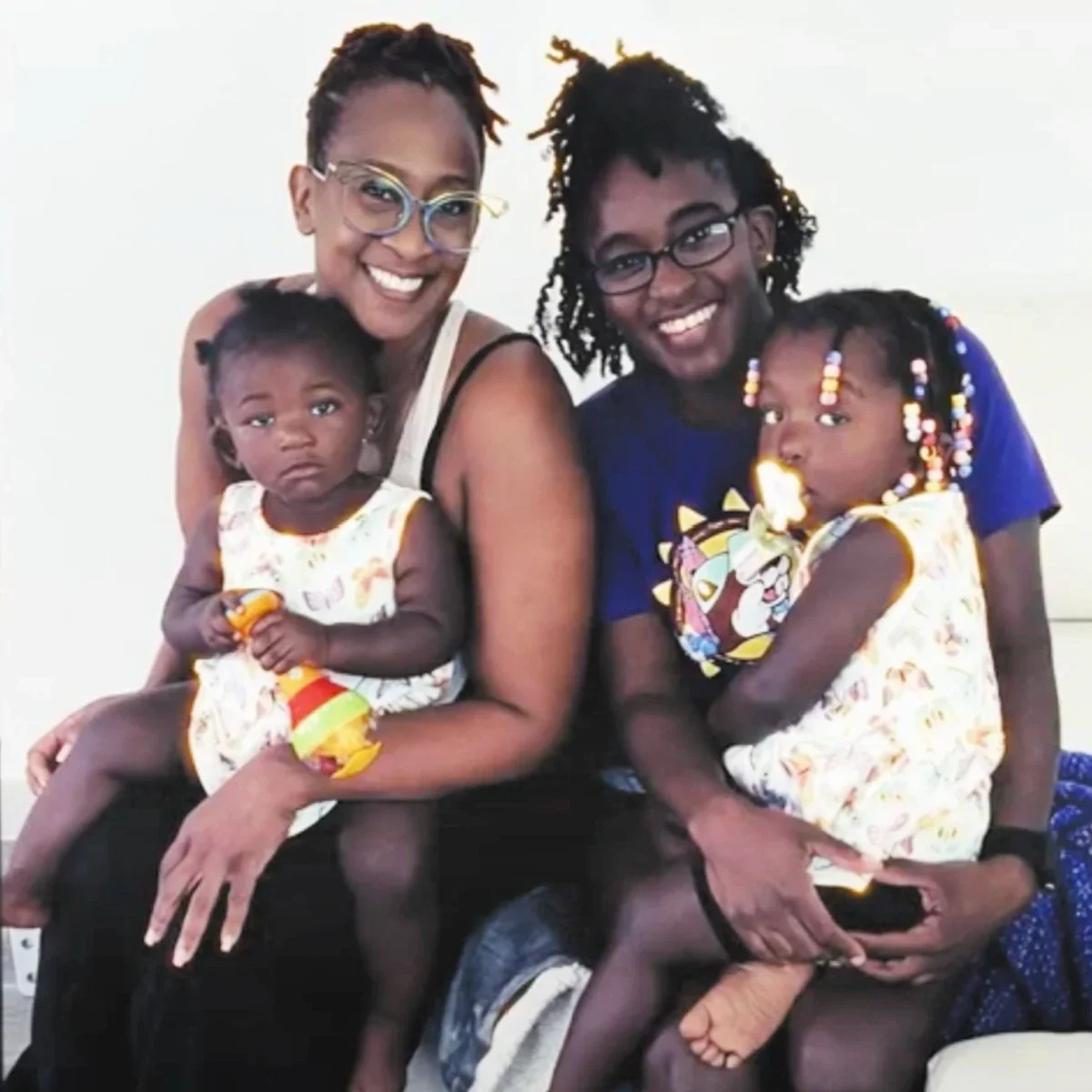 Crystal Arthur is pictured with her daughter and two young granddaughters.