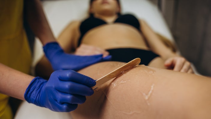 Close-up bikini wax.
