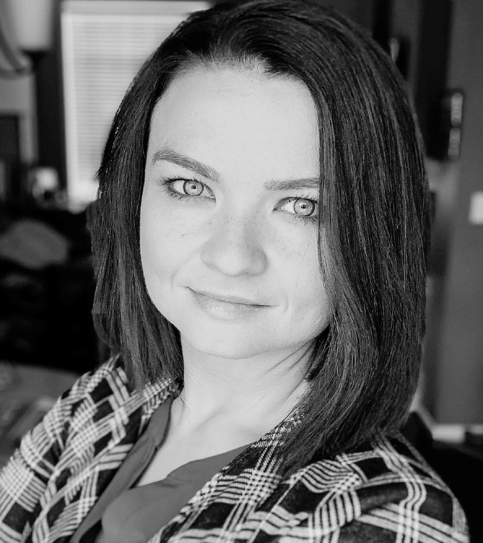 Black and white photo of woman