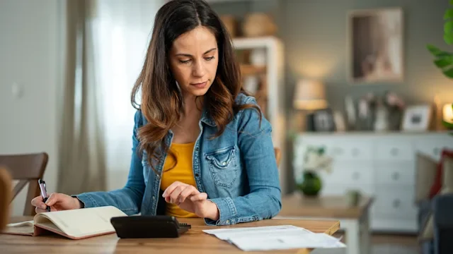 Personal finance: woman reviewing finances