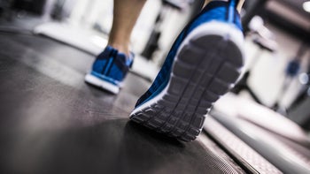 Movement and Exercise: closeup walking on treadmill 530762176