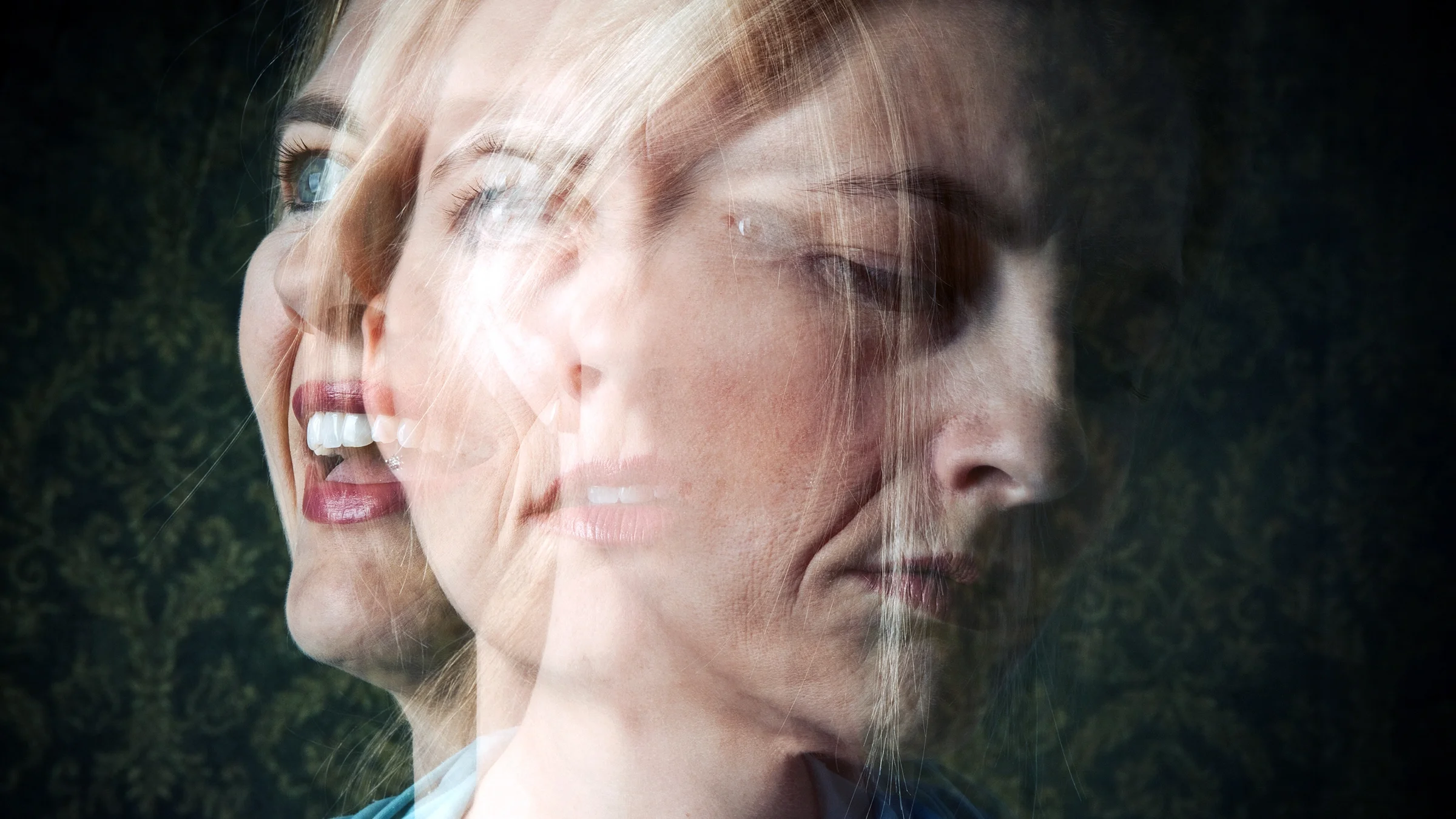 Multi-exposure conceptual image of a woman with a mood disorder.