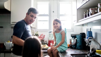Diet Nutrition: father and daughters in the kitchen 1310962326