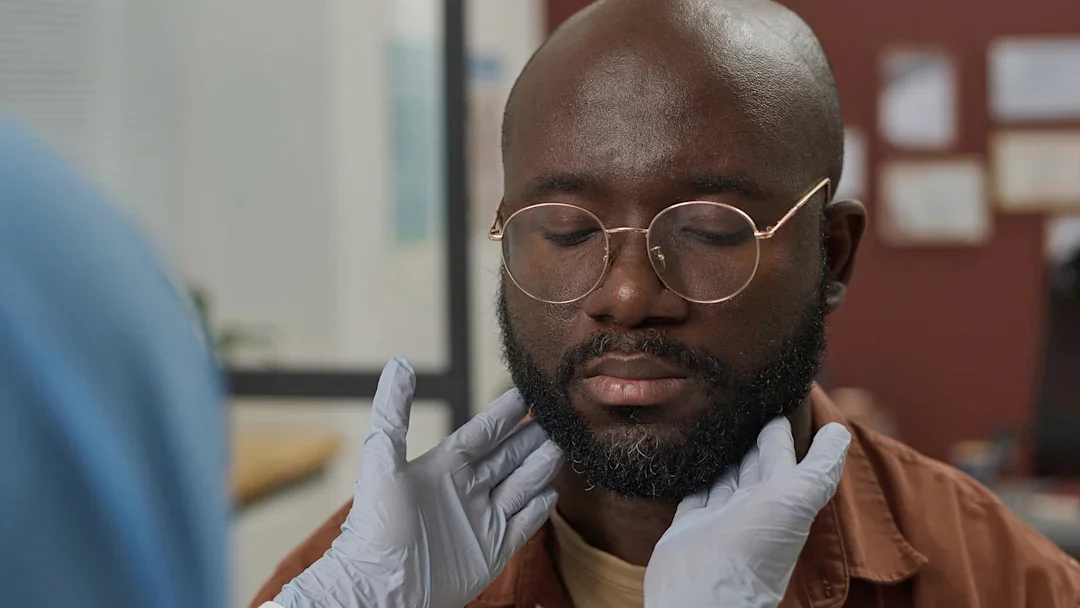 Allergies: mp examining patient lymph nodes 1967453826