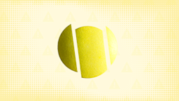 Yellow background with halftone texture and warning sign pattern. In the center is a round yellow pill cut into thirds. 
GoodRx Health